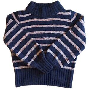 *50off3* Madewell Wool Blend Striped Mockneck Sweater XXS  Blue Beige